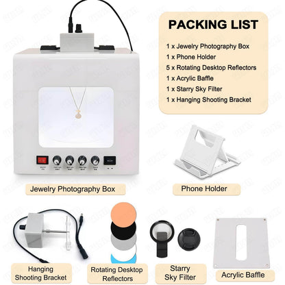 Jewelry Photography Light Box Kit with Adjustable Turntable, 22000Lux Professional Studio Setup for Stunning Gemstone Images, Customizable Speed, for Small Items with Full Accessories(Tb20)