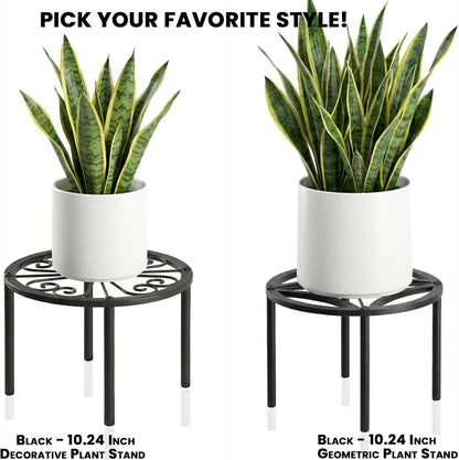 10.2" 4 TOSKING Heavy Duty Metal Plant Stand for Indoor Outdoor, Rustproof Wrought Iron Potted Plant Holder