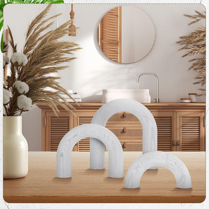 3 Qunclay Pcs Wood Arch Decorative Shelf Objects Modern Book Shelves Decor Aesthetic Wooden Boho Table Decorations