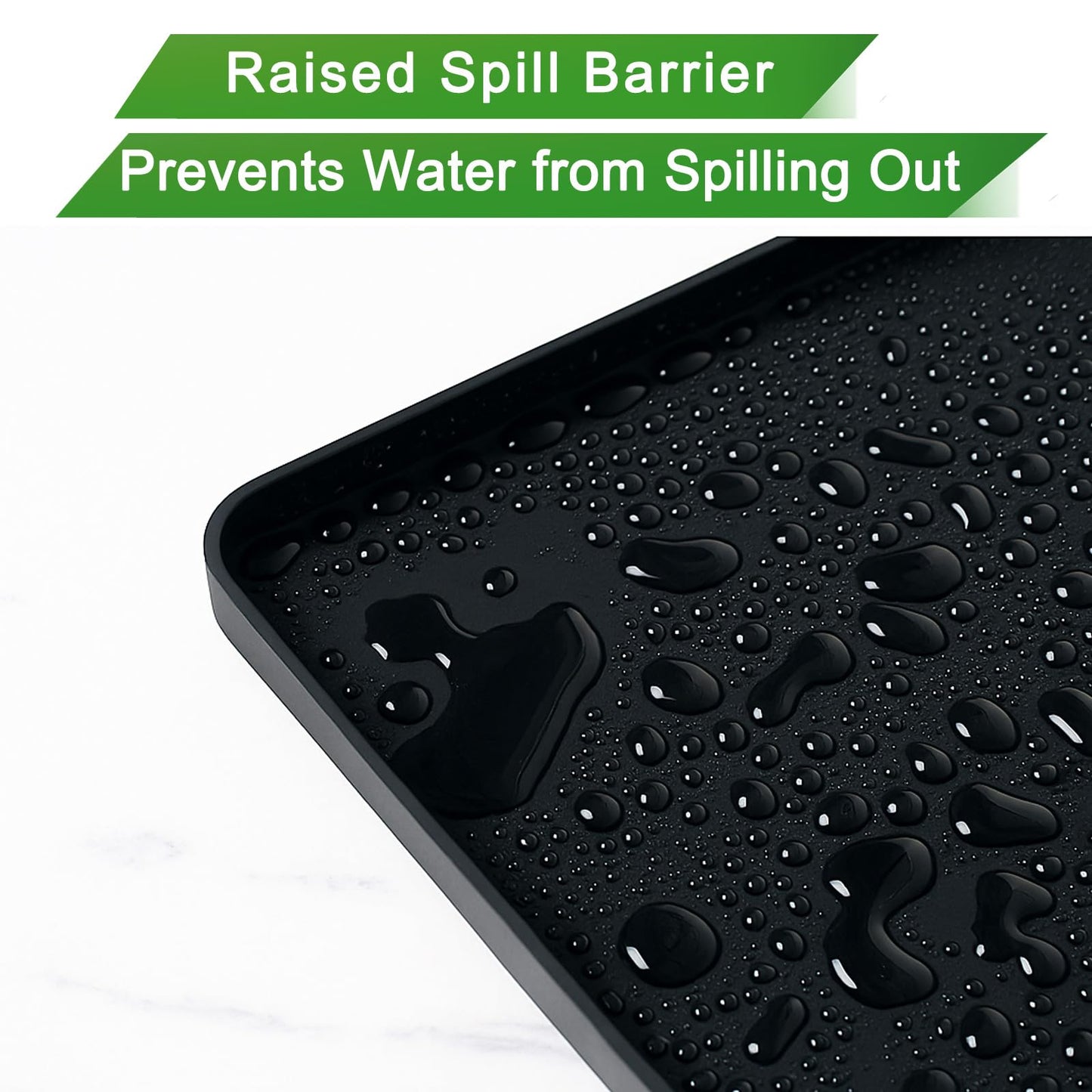 Mini Fridge Silicone Mat with 4 Base Raisers, 23.6"x23.6" Under Refrigerator Drip Pan Floor Protector - 0.8" Raised Edge Prevents Water Leaks & Floor Damage for Fridge, Washer, Dryer, Wine Cooler