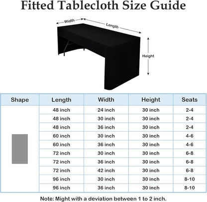 2 Pack 4ft (48x24 Inch), 3-Sided Wolkemer Open Back Fitted Tablecloth Rectangle Vendor Table Cloth Washable Black