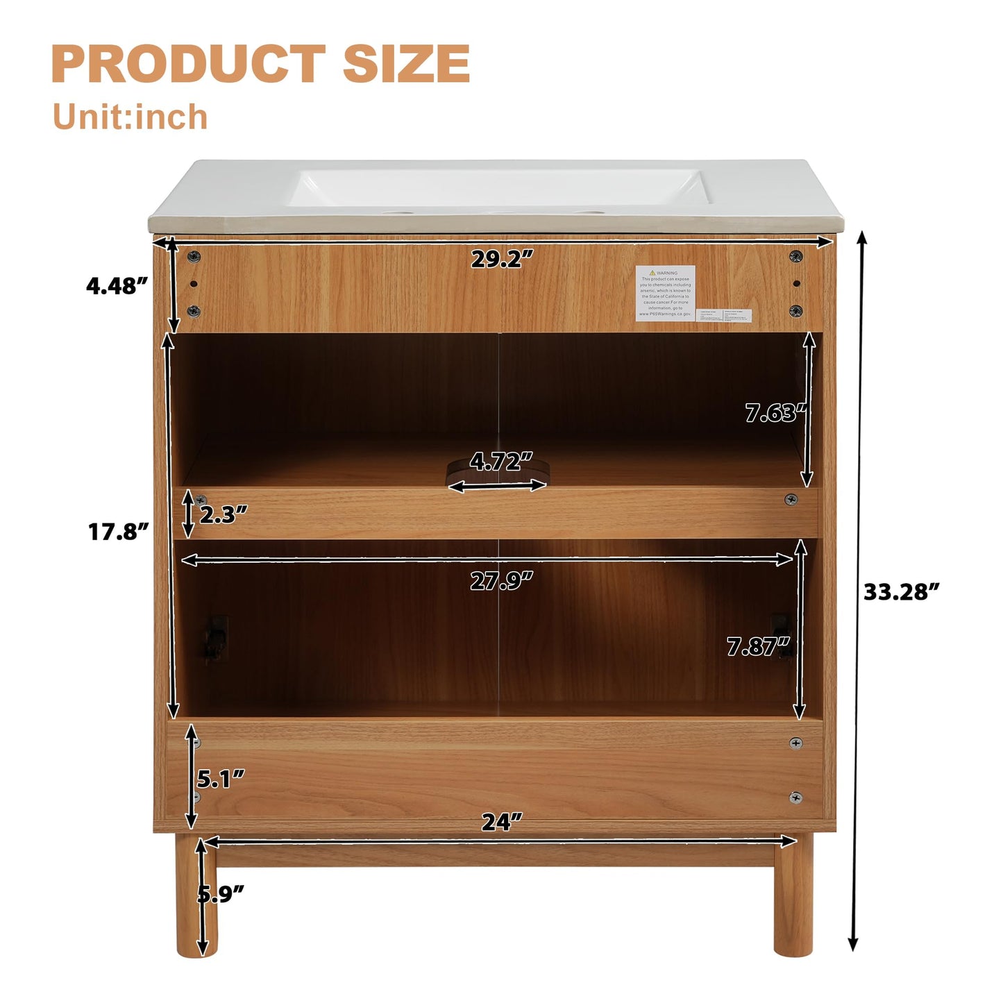 Merax 59.8" Bathroom Vanity with Ceramic Sink, Double Bathroom Vanity Combo, Freestanding Bathroom Cabinet with Wooden Legs, MDF Structure, Soft Close Doors, Adjustable Shelf