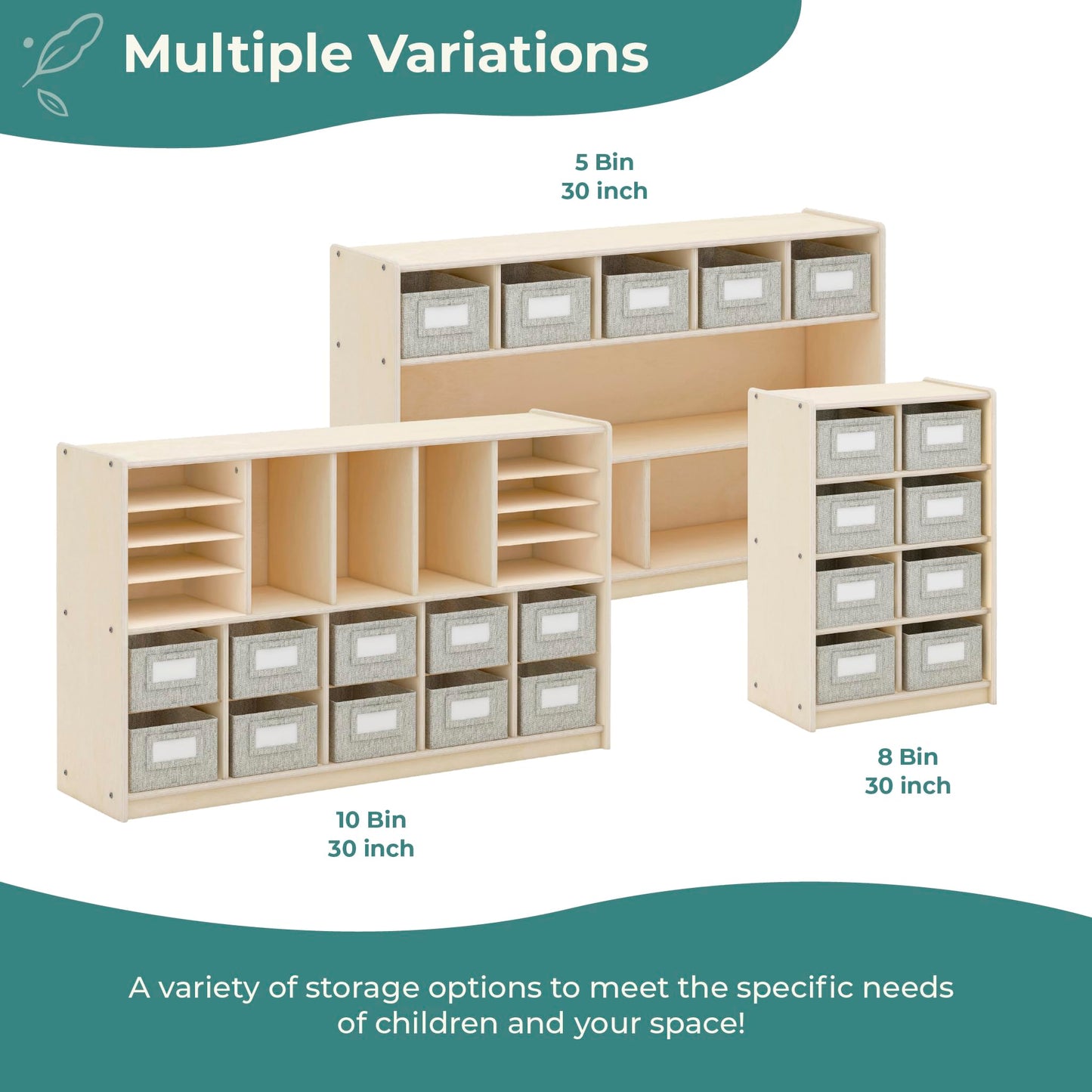 Guidecraft EdQ Shelves and 10 Bin Storage Unit- Natural: Multi-Functional Cube Storage Organizer or Bookcase, Wooden Cabinet for School and Home, Teacher's Book Cubby and Toy Shelf