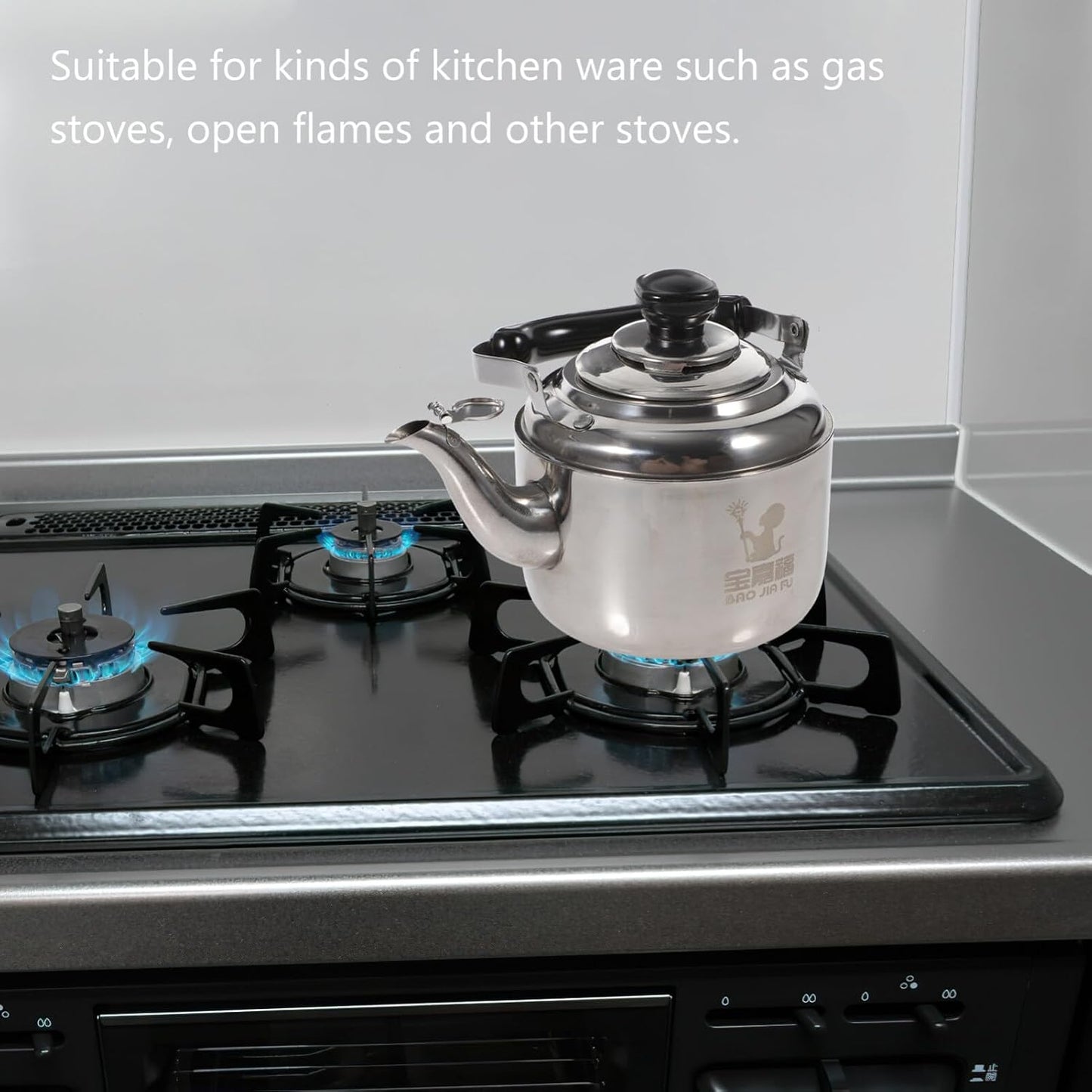 KALLORY 1pc Stainless Steel Teapot, Water Kettle for Stove Top Camping