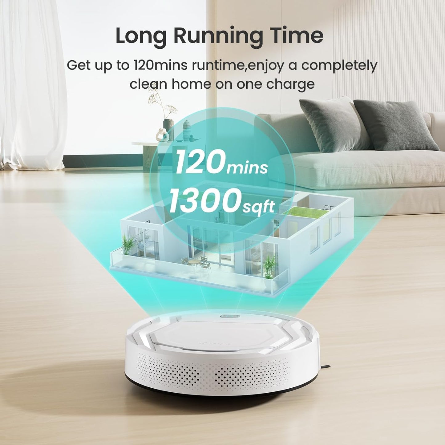Lefant M210 Pro Robot Vacuum, Slim Quiet, 3 Adjustable Suction Levels, 6 Modes, Robot Vacuum Cleaner for Pet Hair, Hard Floors & Low Carpets, Self-Charging, WiFi/App/Alexa Control, Gray