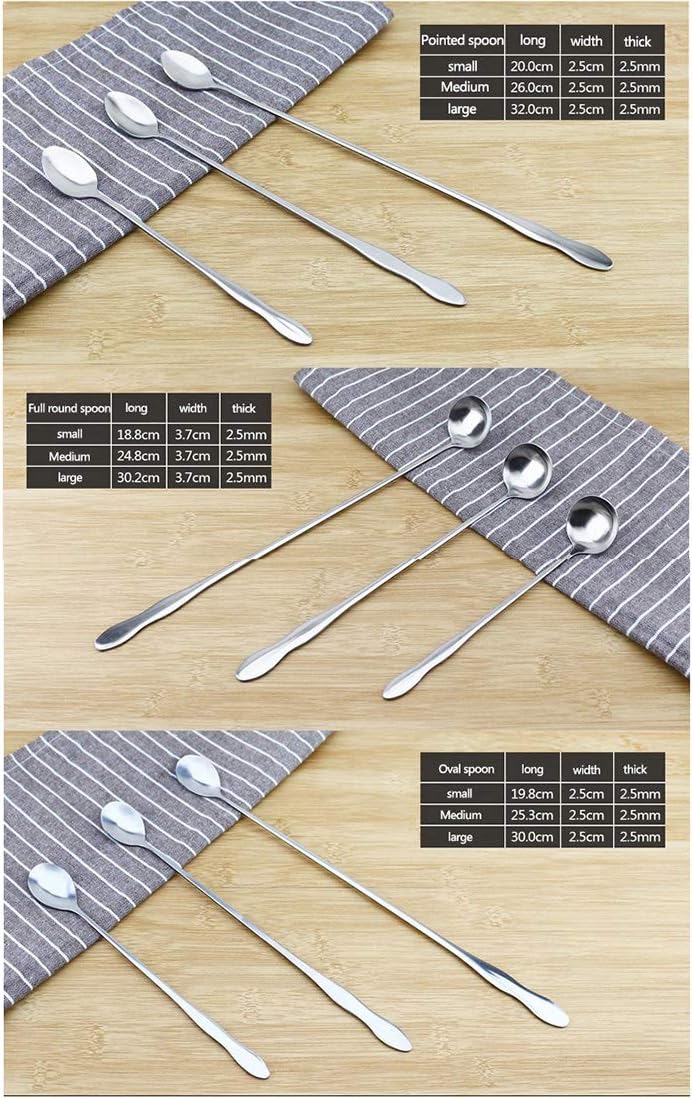SellerWay Long Handle Spoon, 12-inch Stainless Steel Iced Teaspoon for Mixing, Set of 4