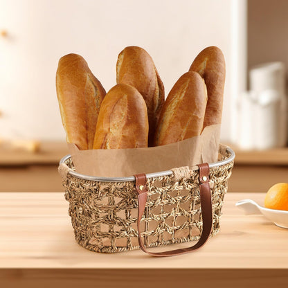 Farmhouse Seagrass Egg Baskets for Collecting Fresh Eggs Handmade Egg Collecting Basket Wicker Oval Storage Basket