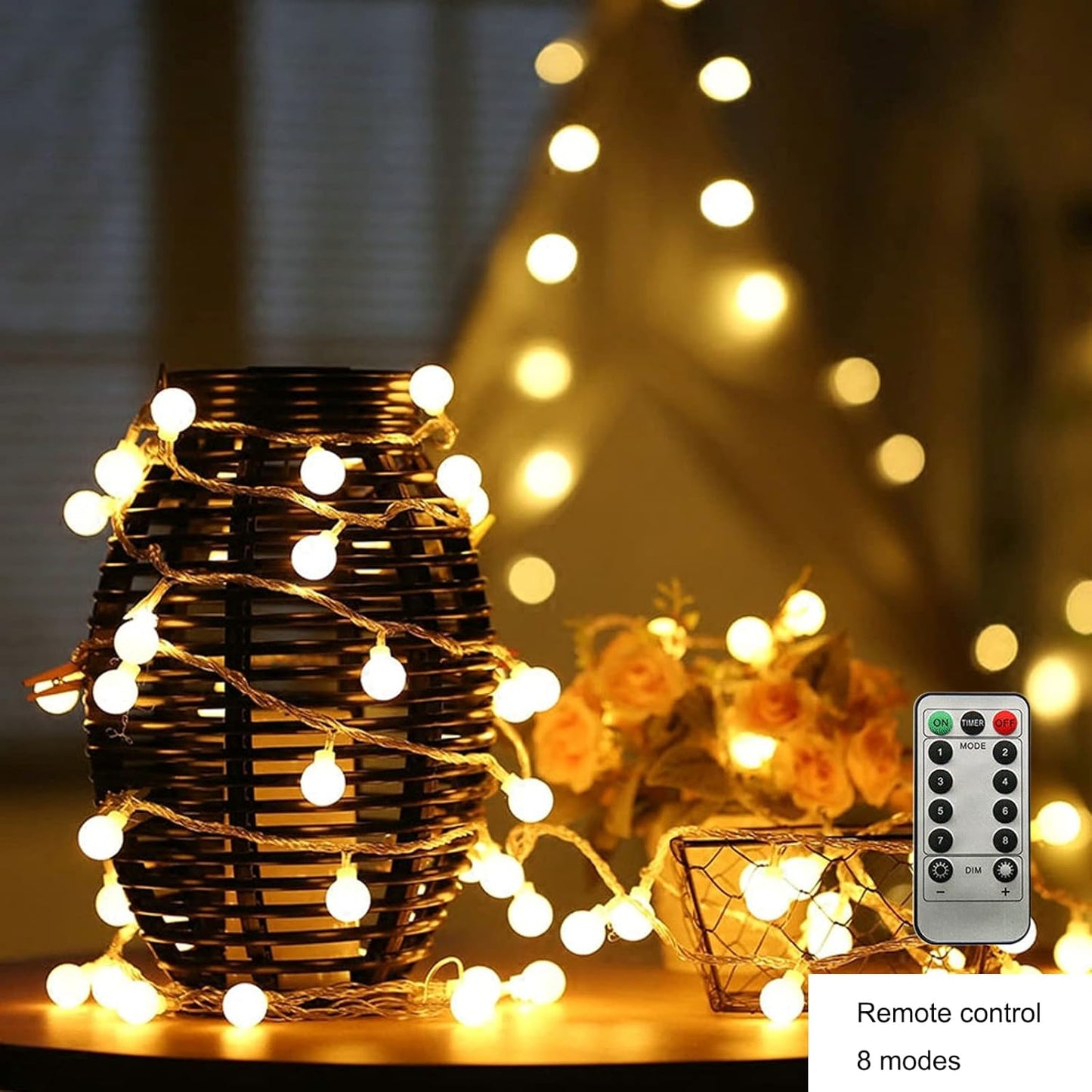 19.6FT 40LEDs ZIMINGU LED Ball String Lights, Globe Waterproof Fairy String Lights with Remote Control USB Powered
