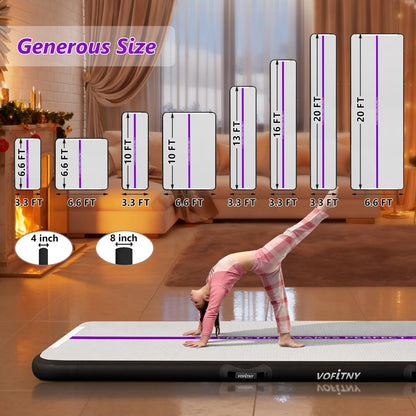 16 ft VOFiTNY Inflatable Gym Mats 4'' Thick Air Mat Tumble Track for home/gymnastics/cheer/tumbling