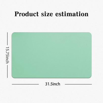 Reversible Silicone Table Mat - 2-in-1 Desk Pad & Silicone Craft Mat Eye-Care Green Painting Mat & Blue Leather Desk Mat，Waterproof Washable Art Mat for Drawing, Clay, Crafts（80 * 40CM）