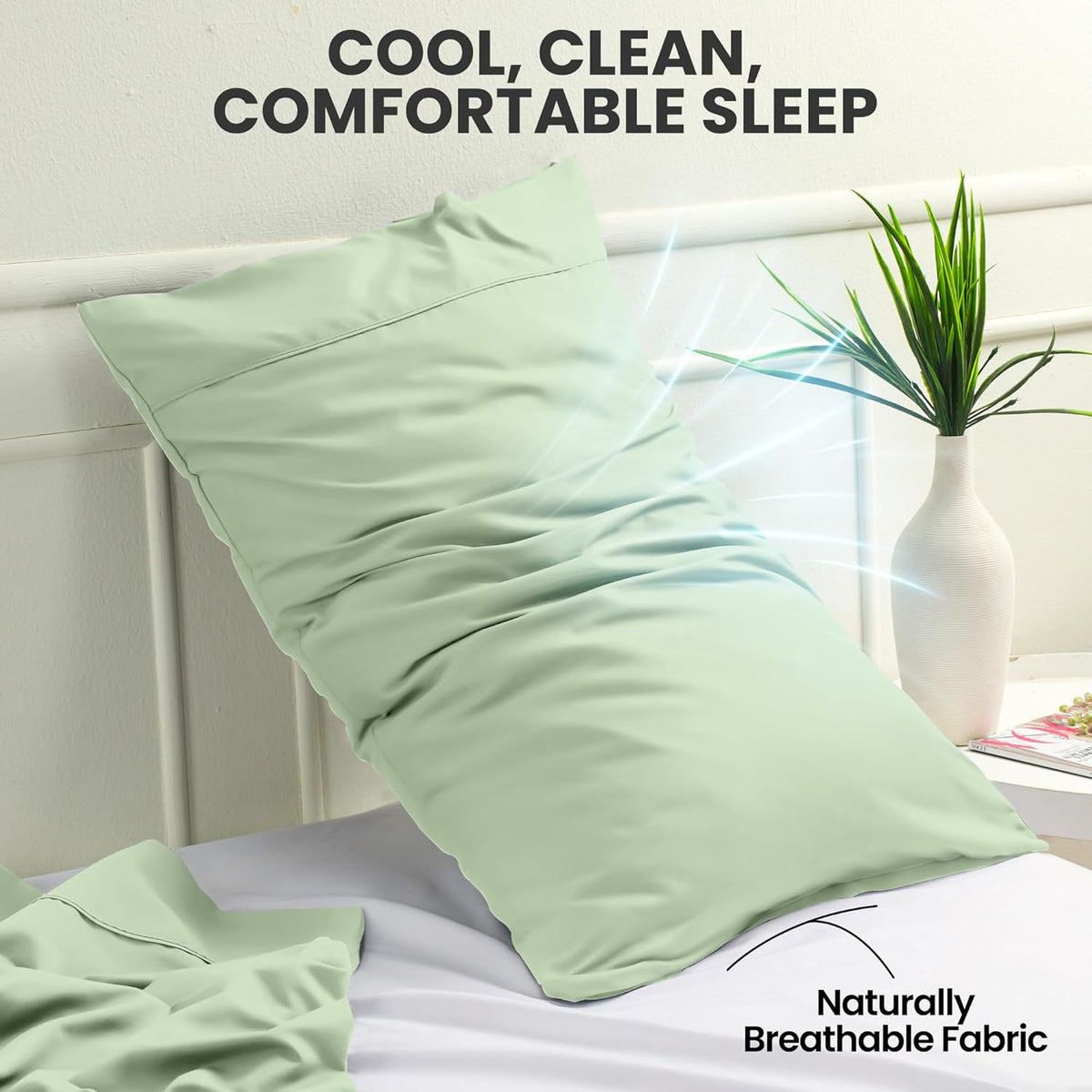 Utopia Bedding King Pillow Cases - Soft Brushed Microfiber - 2 Pack, 20 X 40 Inches, Sage Color