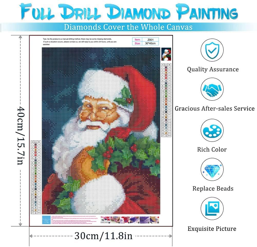 PJOESL 6 Pack Christmas Diamond Painting Kits for Adults - Diamond Art DIY 5D Full Round Drill Crystal Rhinestone Arts and Crafts - Gem Art Paint with Diamond Dots Home Wall Decor 11.8x15.7 in