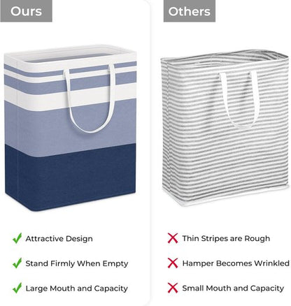 HomeHacks Large Laundry Basket - Waterproof & Collapsible Hamper with Extended Handles | 125L, Blue