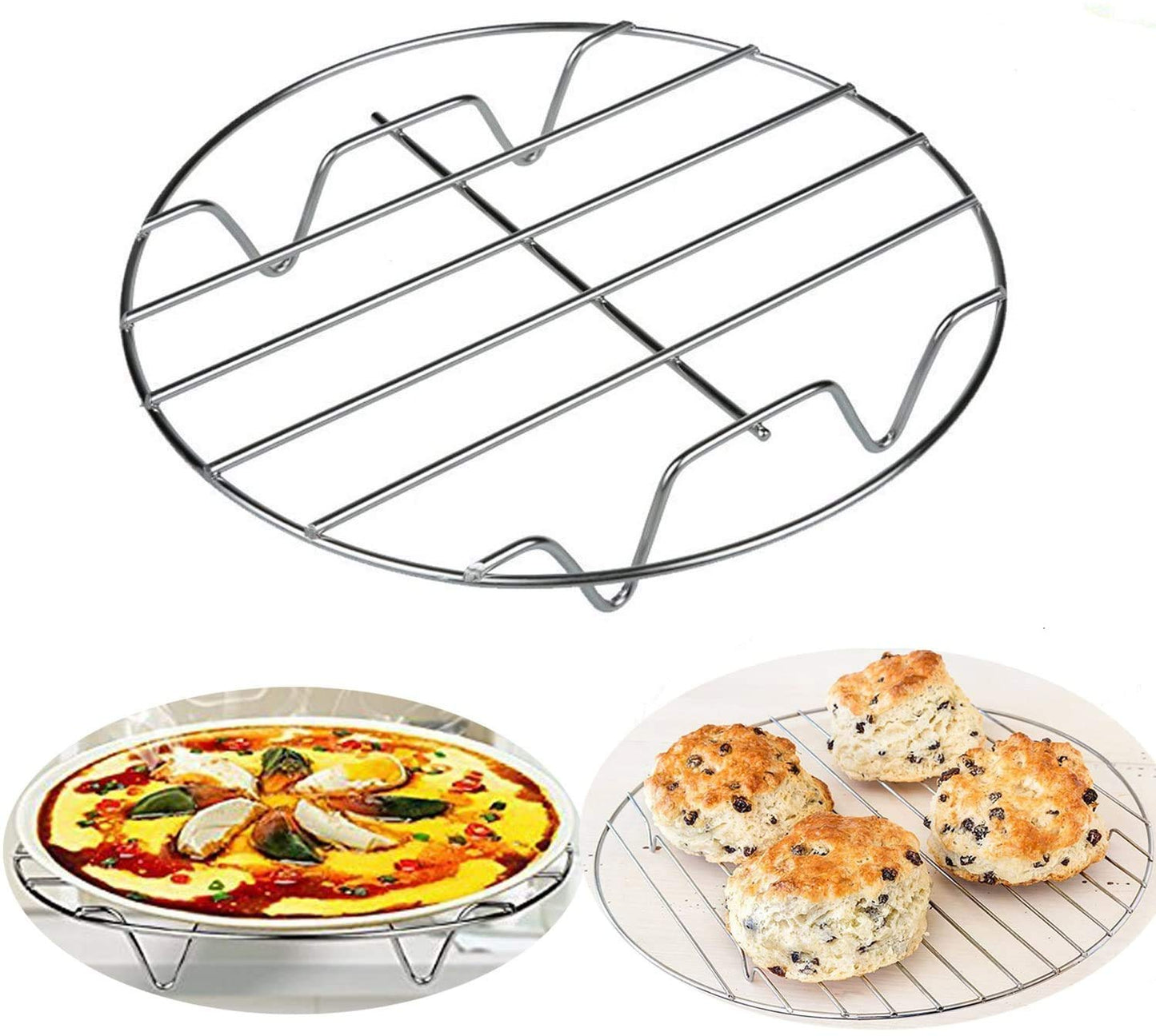 Konrisa Stainless Steel Steam Rack for Instant Pot Cooking Trivet Rack Holder Egg Steamer Basket Trivet Food Stand Air Fryer Rack for Pressure Cooker, Set of 3