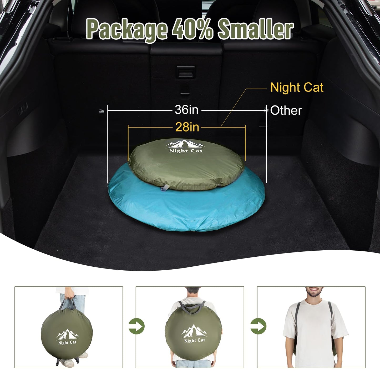 Night Cat Pop-up Camping Tent: 2 Person Tent Waterproof Instant Easy Setup Family Tent