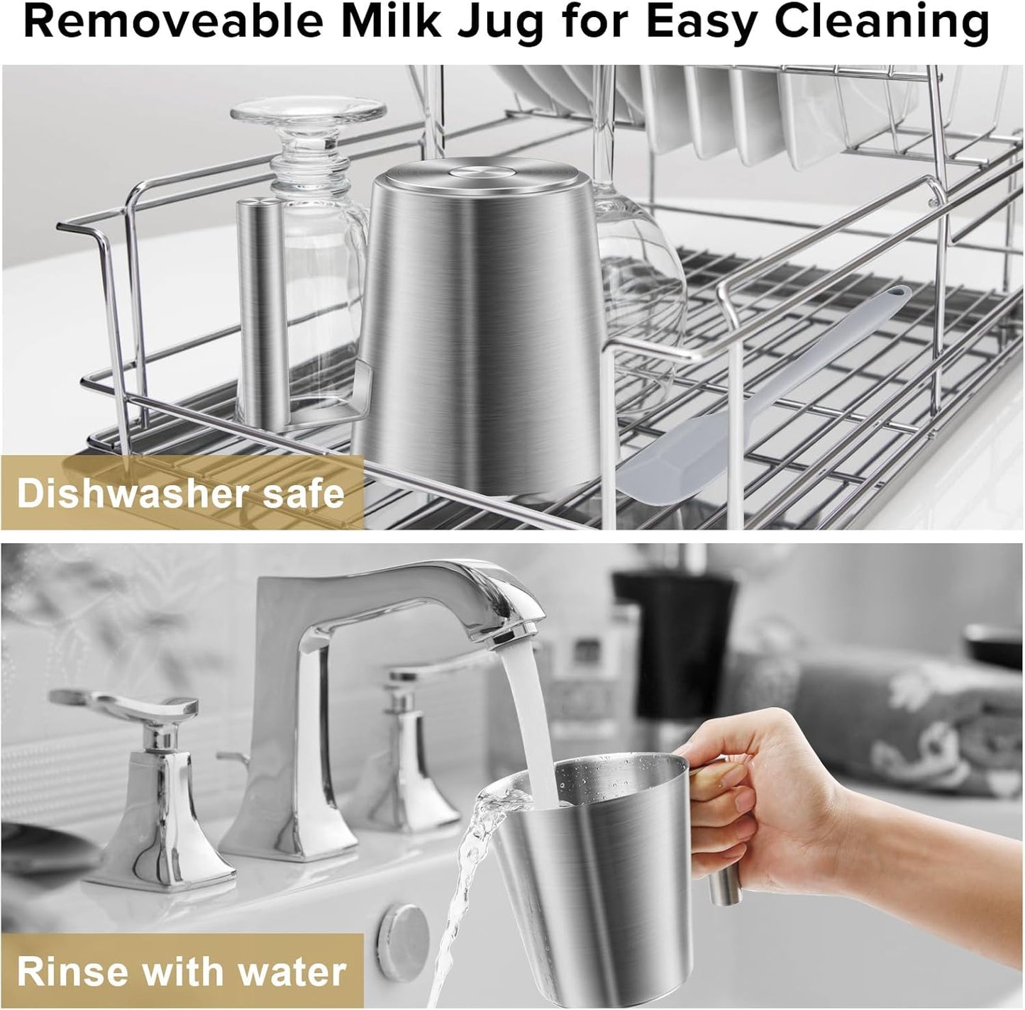 17 oz 4-in-1 Secura Detachable Milk Frother and Steamer, Electric Milk Warmer, Hot/Cold Foam Maker, Teflon-Free