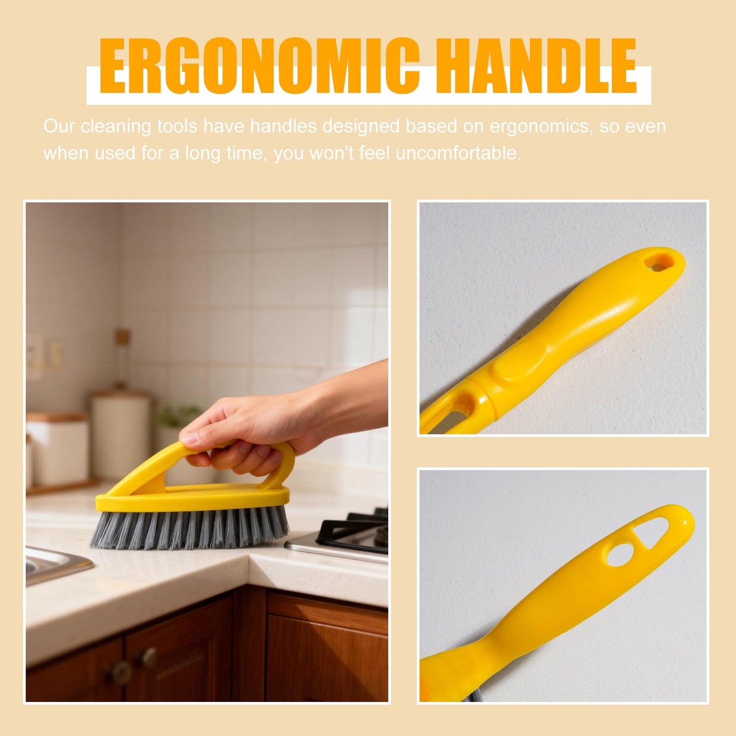 5-Piece Mini Desktop Cleaning Kit - Dust Pan Set with Wire Brush, Duster & Scouring Pad - Yellow Household Tools for Desk, Keyboard & Small Spaces
