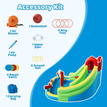 Sunswell Inflatable Water Slide, Blow Up Water Slides for Kids Backyard 6 in 1 Bounce House with 450w Blower, Water Park for Outdoor and Indoor, 15.68‘ x12.57'x86.68''