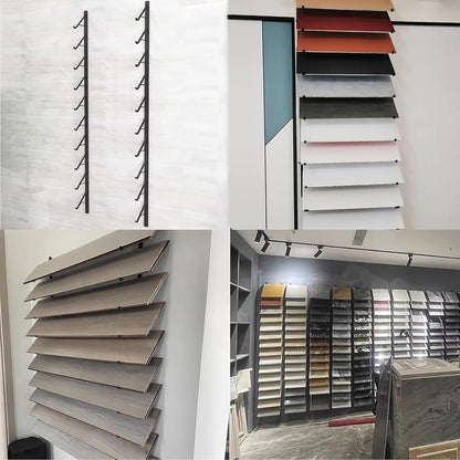 Floor Tile Sample Rack,Heavy Duty Wall-Mounted Tile Display Stand, Large Wooden Ceramic Sample Rack, 10.5x140cm Black Floating Shelf - Perfect for Showrooms, Retail, and Home Decor