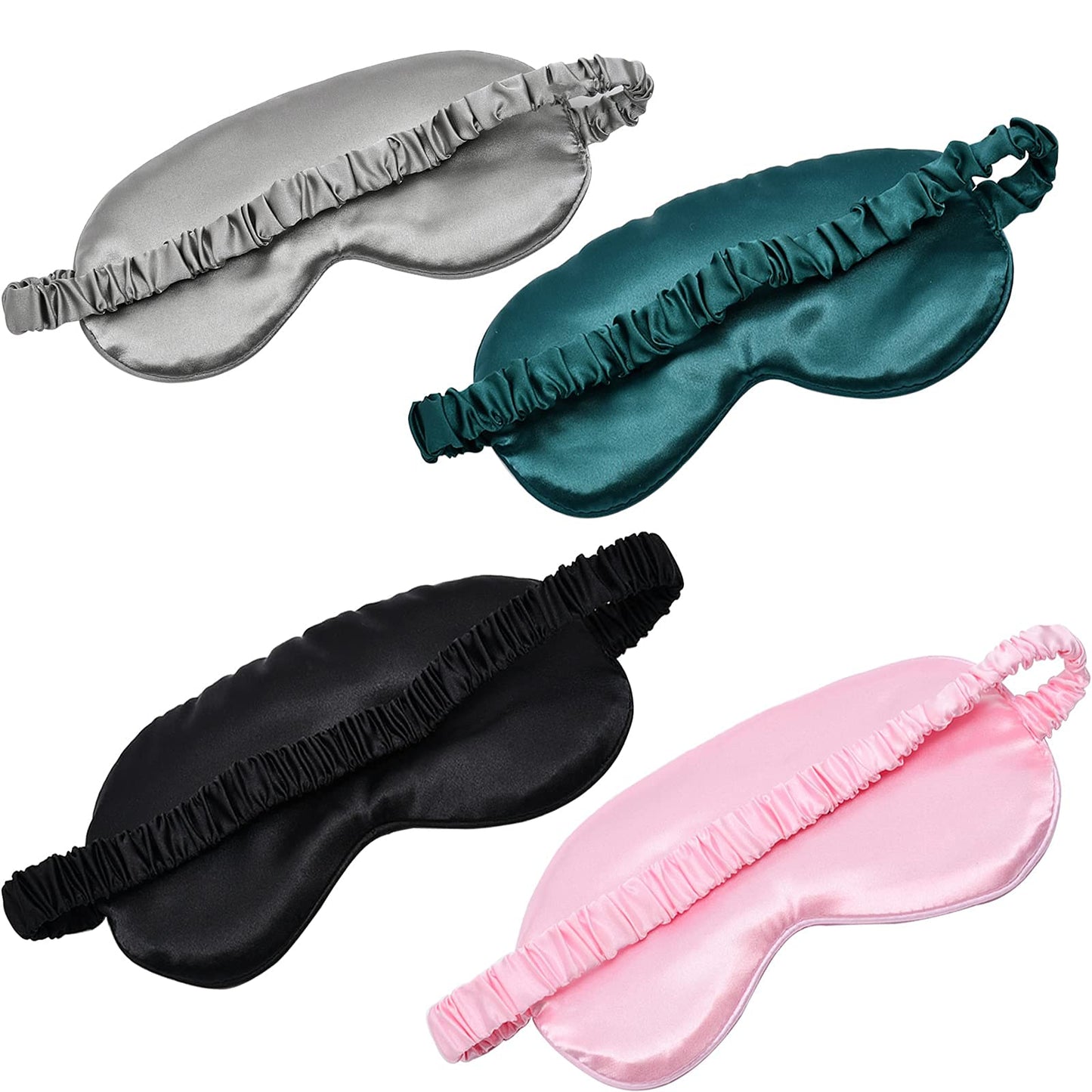 4 Pack Eye Mask for Sleeping Silky Soft Satin Blindfold Adjustable Strap Night Eye Cover for Women Men