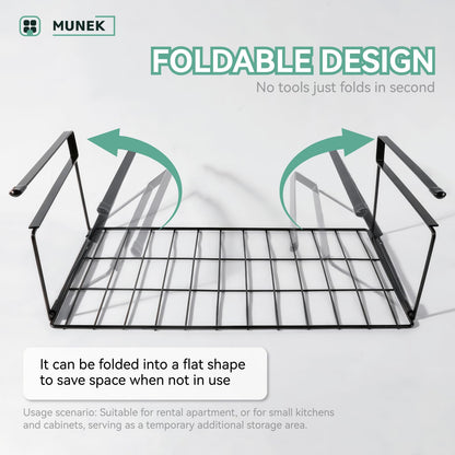 MUNEK Under Shelf Basket Storage Black 2 Pack Space-Saving with Extra Layer Lightweight & Quick to Install Non-Slip16.1" D x 8.46" W