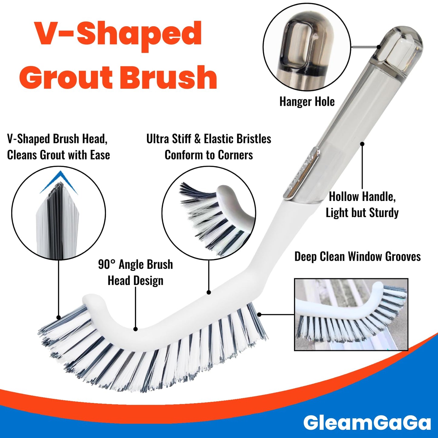 3 Pack Shower Scrub Brush Set – Heavy-Duty Scrub Brushes for Cleaning with Long Handle, Stiff Bristles Grout Brush, Shower Scrubber for Bathroom, Bathtub, Kitchen, Tile, Floor, Grout, Sink & Carpet