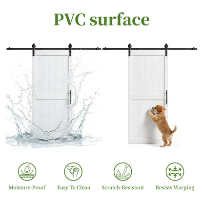 Romeday "30 x 80" Sliding Barn Door with 4FT Hardware Kit Included & Handle,Solid Wood Covered with Waterproof PVC Surface,DIY Assembly,Easy Install White