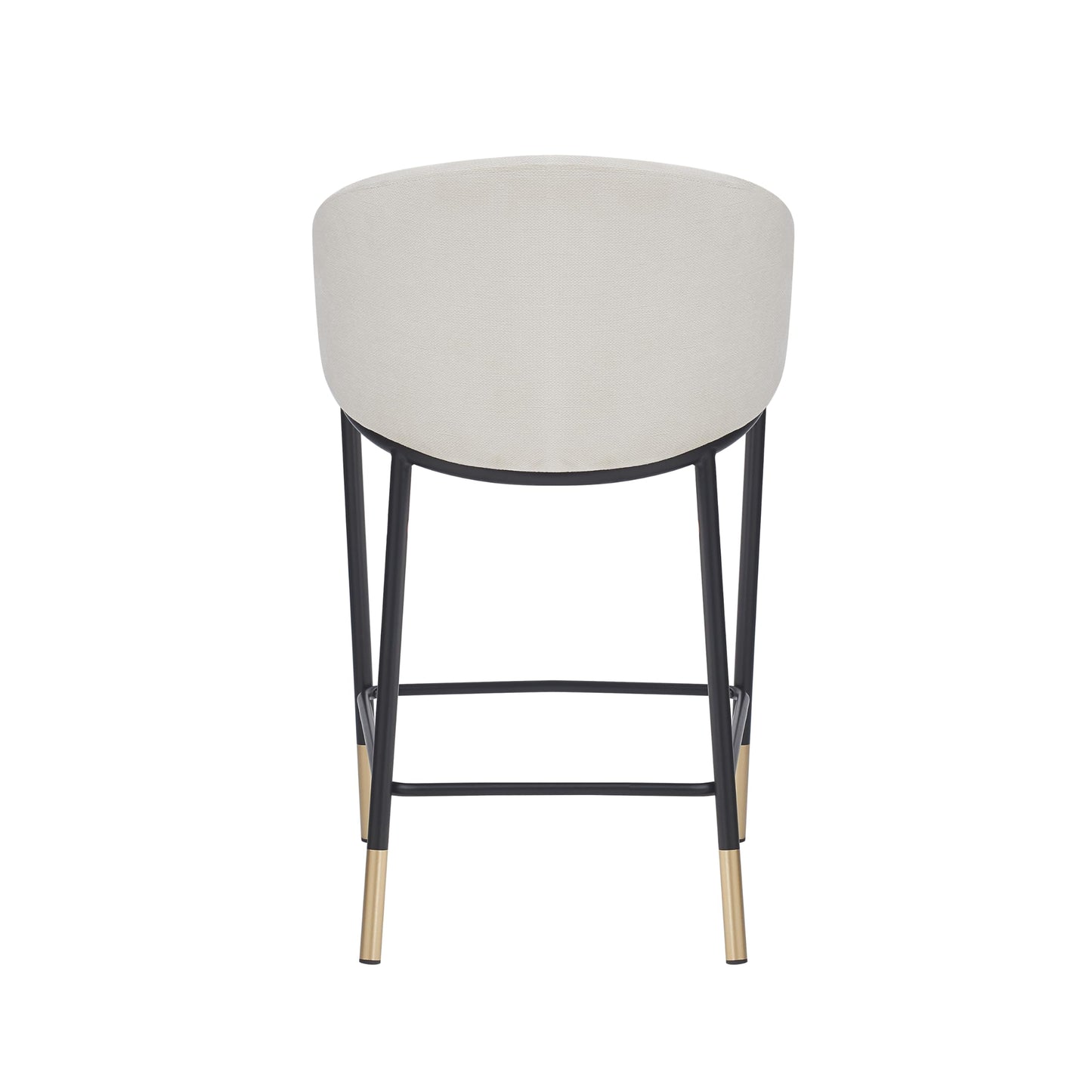 Christopher Knight Home Jymer Modern Counter Stool Set of 2, Kitchen Counter Height Bar Stool, Cocktail Stool with Curved Backrest, Fabric Upholstered Armchair for Home Bar Table, Beige+Gold+Black