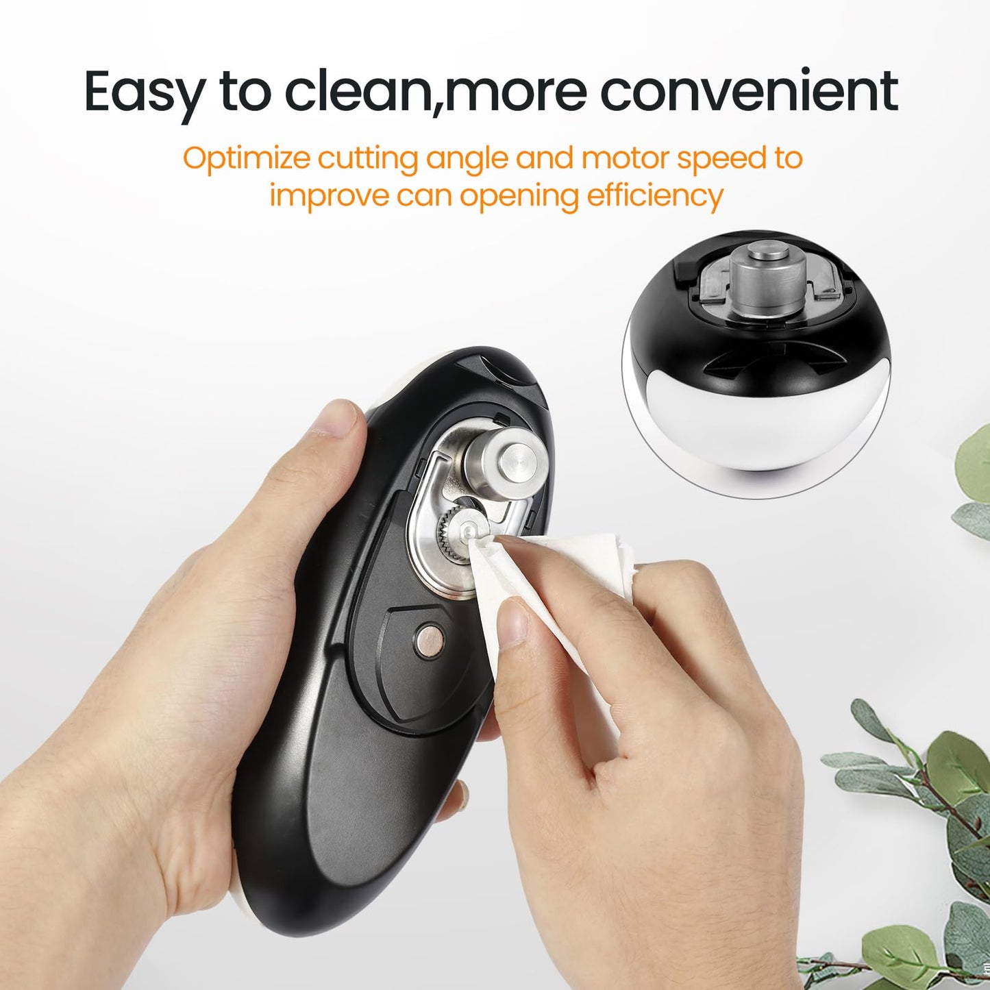 Rechargeable Electric Can Opener, Hands Free for seniors，Food Safe Automatic Can Opener with Smooth Edge,Easy to Use,Works with All Standard Cans