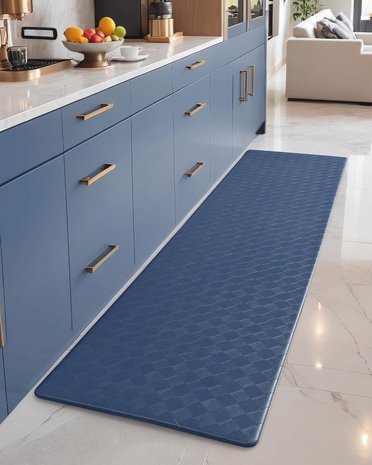 Mats,17"X47",Runner Color&Geometry Anti Fatigue Cushioned Kitchen Floor Rug Non Slip Waterproof,Memory Foam Padded