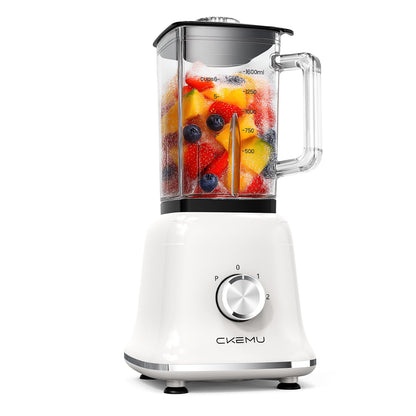 Professional Blender For Smoothies, Countertop Blender with 6 Cup Glass Jar, 3 Functions Including Puree, Crush Ice, 750 Watts (white)