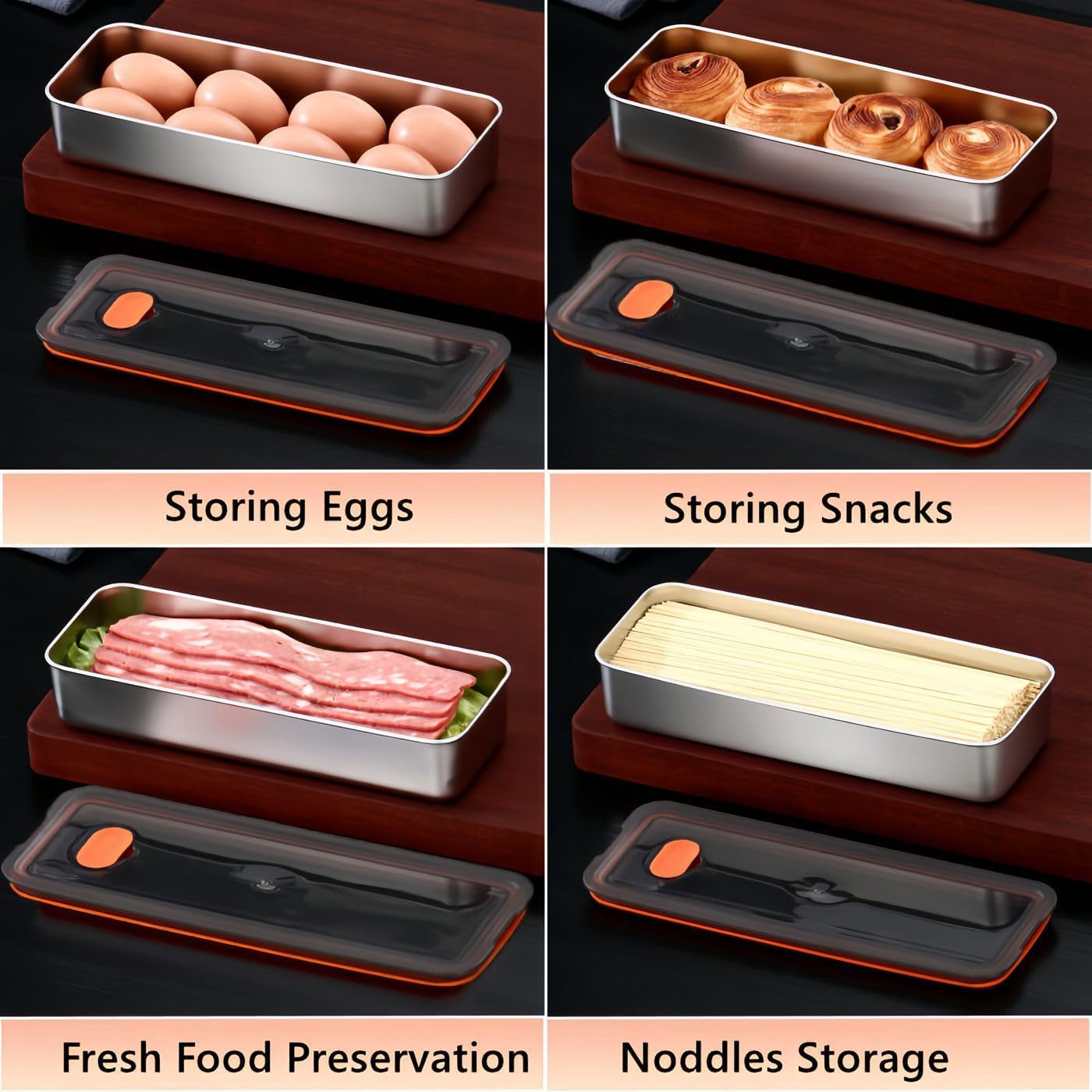 Bacon Container for Refrigerator, Airtight Stainless Steel Deli Meat Storage Containers for Kitchen Food Storage