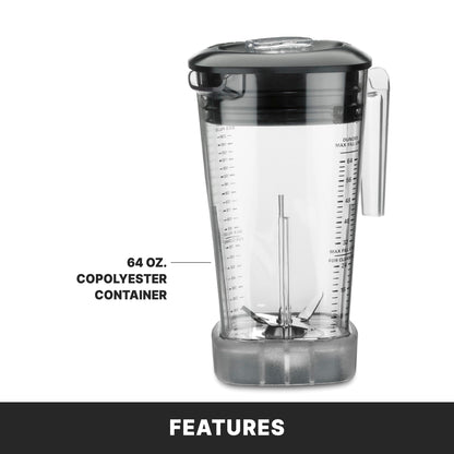 Waring Commercial MX1050XTX 3.5 HP Blender with Electronic Keypad Controls, Pulse Feature and a 64 oz. BPA Free Copolyester Container, 120V, 5-15 Phase Plug
