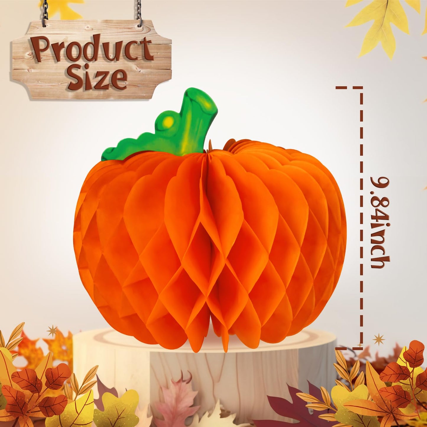 12 Pcs Pumpkin Centerpieces for Tables, 10 Inch Thanksgiving 3D Honeycomb Tissue Balls Fall Paper Hanging Pumpkin Decorations for Halloween Thanksgiving Harvest Party Decor