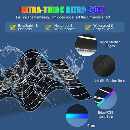 Mouse Pad with Wireless Charging, Large Desk Mat RGB Gaming Mousepad, 10 Light Colors LED Gaming Pad Keyboard Pad with Ultra-Smooth Surface & Non-Slip Rubber Base, Waterproof Full Desk Mouse Pad