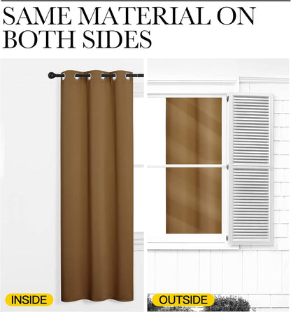 NICETOWN Blackout Curtains - Noise Reducing, Draft Blocking, 120-Inch Length, 2 Panels, Gold Brown