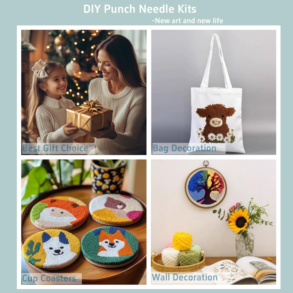 Punch Needle Kits Golden Doodle Dog Embroidery Starter Set with Hoop Easy for Beginners DIY Stress Relief Handmade Craft Hobby and Home Decor 20x20cm-3