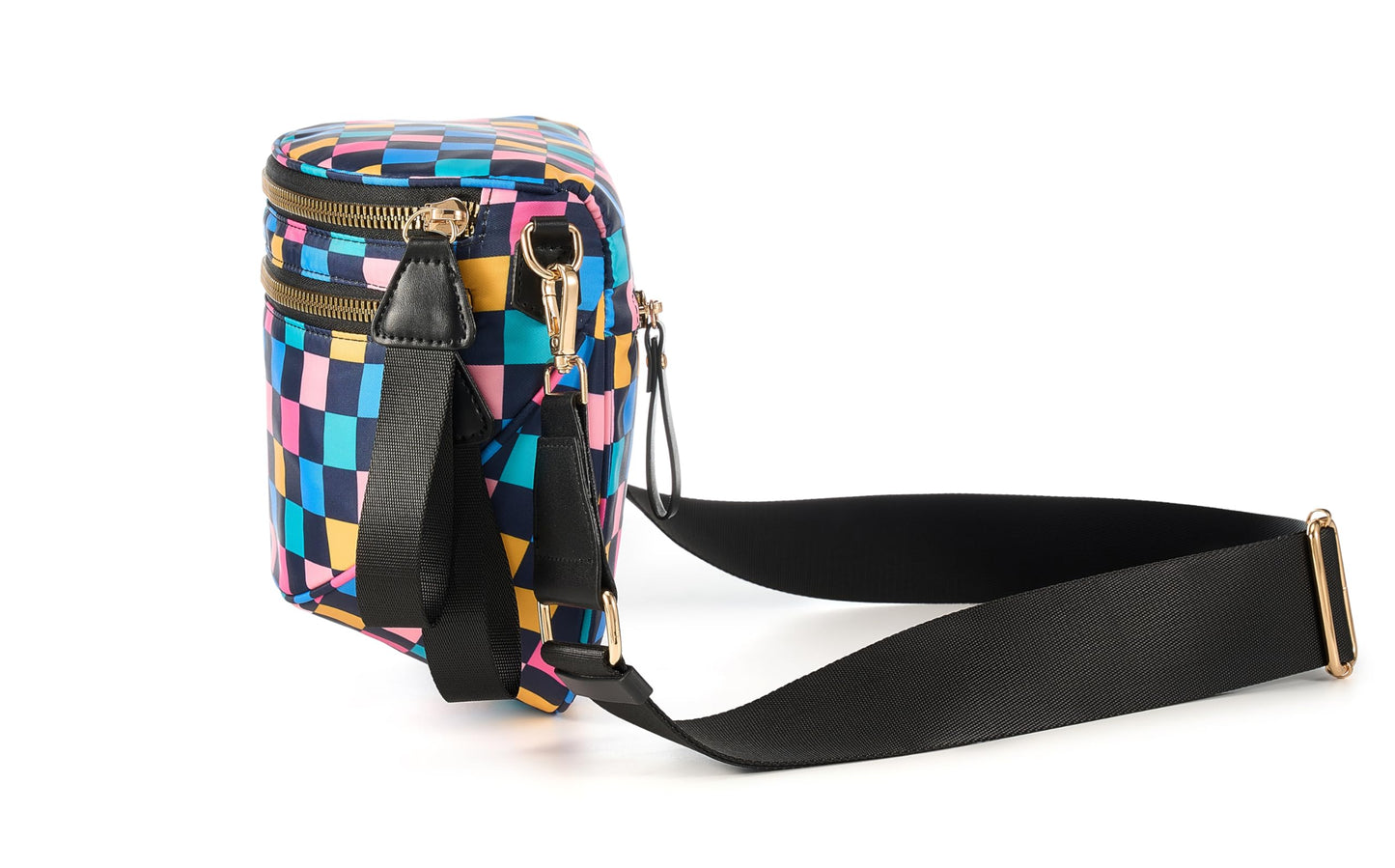 Spacious Checkered Nylon Crossbody Bag Bum Bag Checkered Handbags Wallets for Women