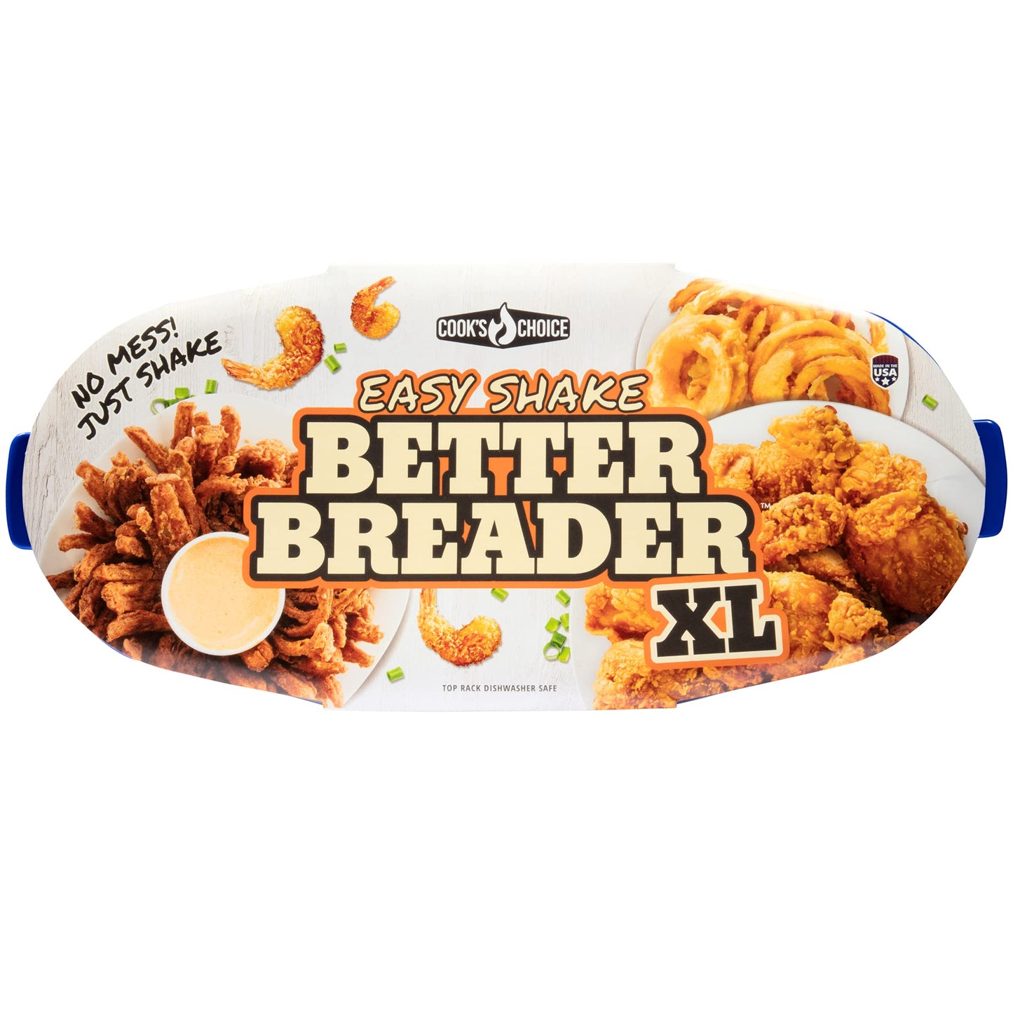 COOK'S CHOICE XL Original Better Breader Batter Bowl- All-in-One Mess Free Breading Station Tool- Great for Parties- Pour in Seasoning, Add Meat, Vegetables or for Fish Fry, & Just Shake- Made in USA