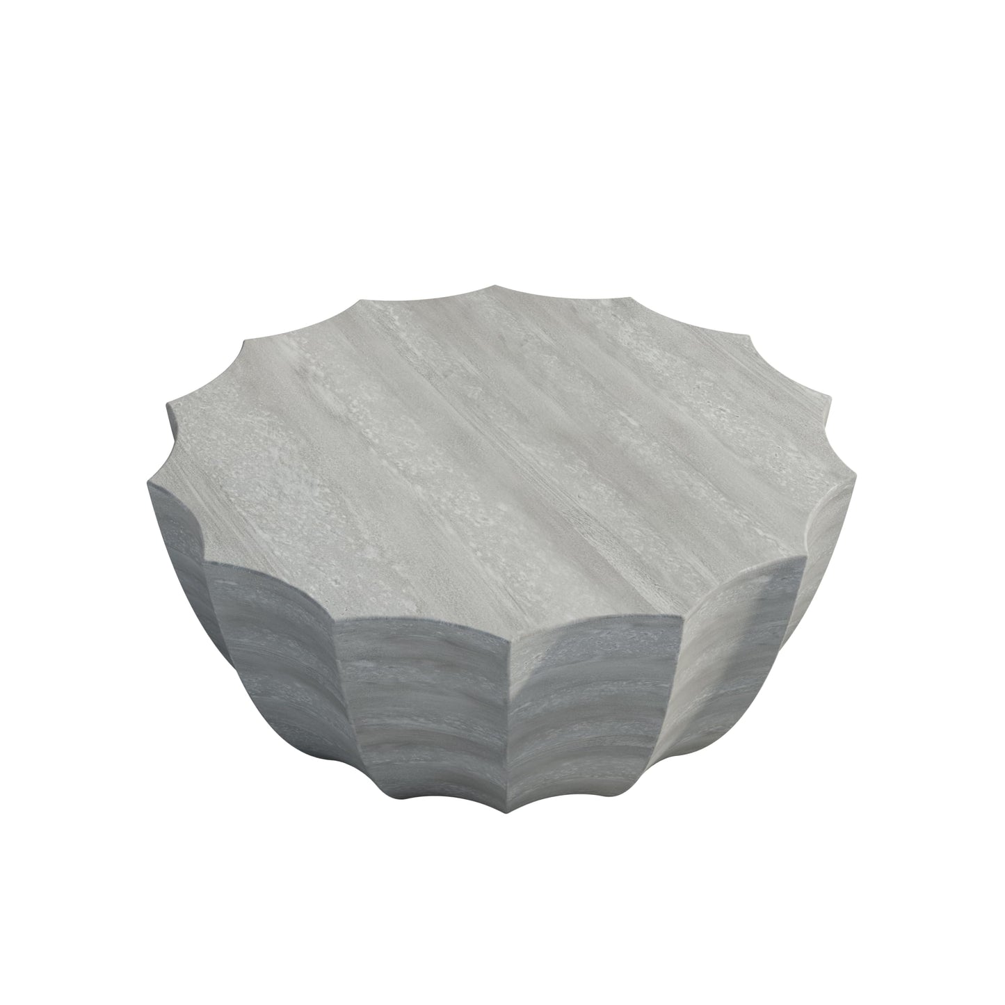 GDFStudio 35.43" Modern Indoor Outdoor Coffee Table, Waterproof Cement Round Table, MgO Concrete Circle Side Table, Creative Small Table for Patio Backyard Living Room, Fully Assembled, Marble+White
