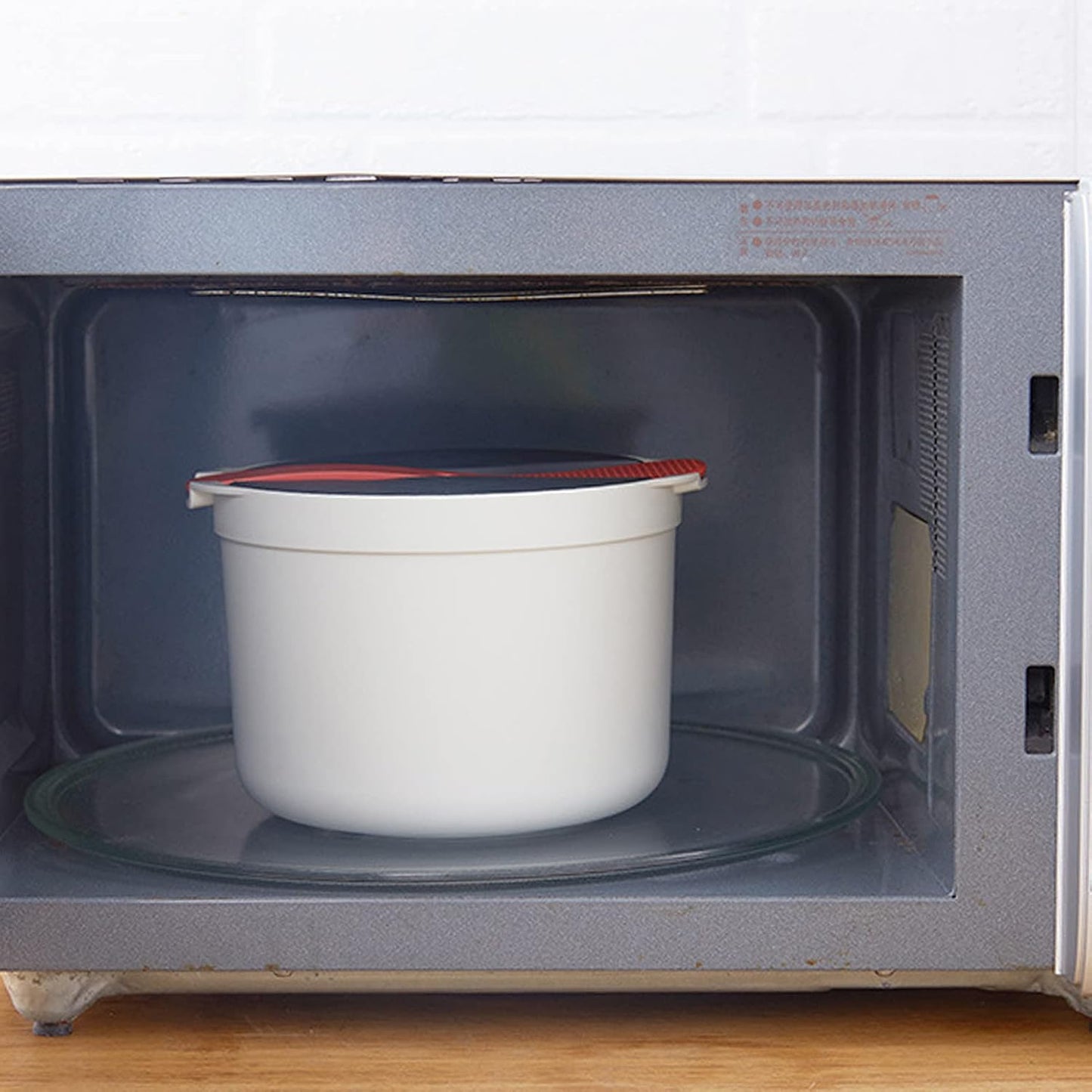 Microwave Rice Cooker Set, 2L Food Grade PP Material, Rice Spoon, Lid, Strainer, Steaming Pot for Home Meal Prep