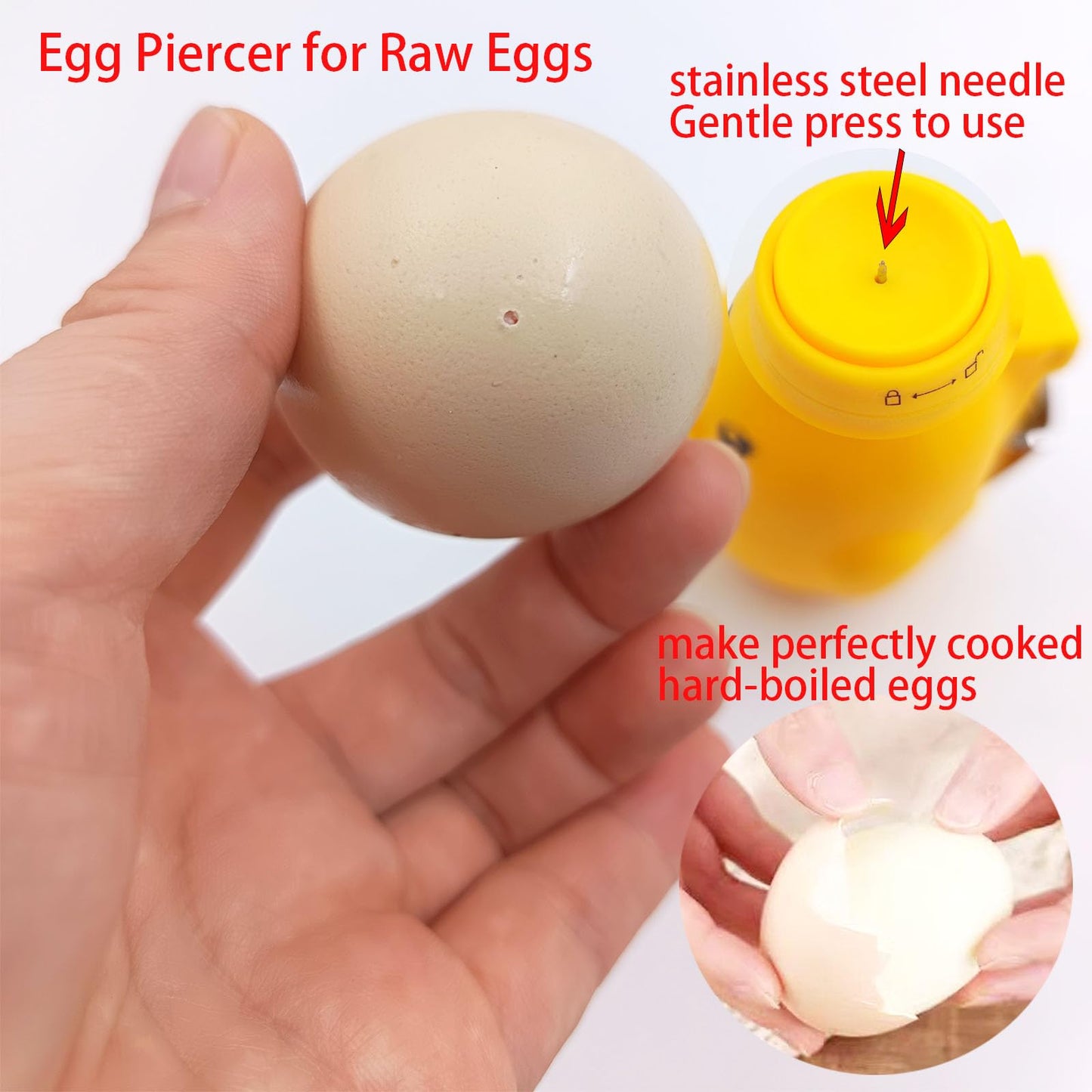 5-in-1 Multi-Purpose Egg Shell Opener,Fridge Magnets,Egg Separator for Raw Eggs,Egg Piercer,Egg Cracker,Hard Boiled Egg Peeler with Safety Lock for Kitchen Home Patent Design 1PC