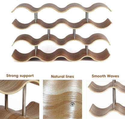 14 Countertop 4-Tier Bottles Wine Racks for Shelf, Wooden Wine Bottle Holder Stand, freestanding Wine Storage