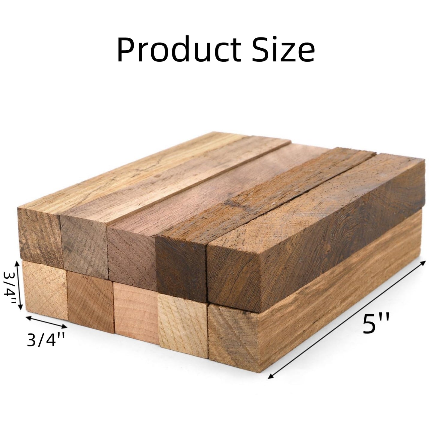Cididu 10 Pack Exotic Wood Pen Blanks, Wood Blanks for Pen Turning, Unfinished Carving Blocks, Hard Woodcarving Block for Pen Making Supplies DIY Crafts Gifts, Easy to Drill, 5'' x 3/4''