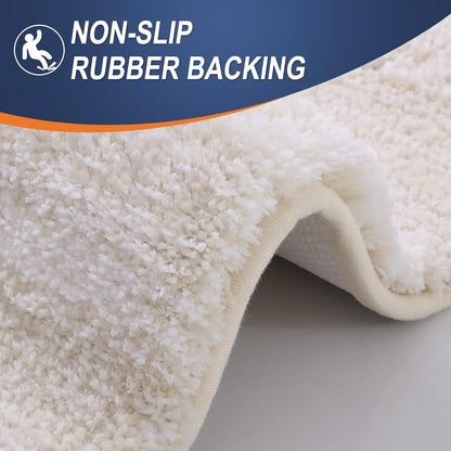 OLANLY Bathroom Runner Rug - Extra Soft Microfiber Mat with Rubber Backing | 47x20, Quick Dry, Light Beige