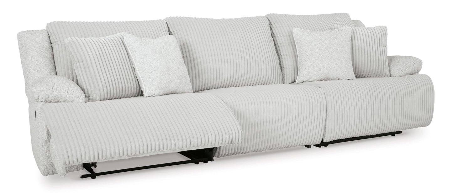 Signature Design by Ashley Top Tier Coastal 3-Piece Reclining Sectional Sofa with 4 Accent Pillows, Light Gray
