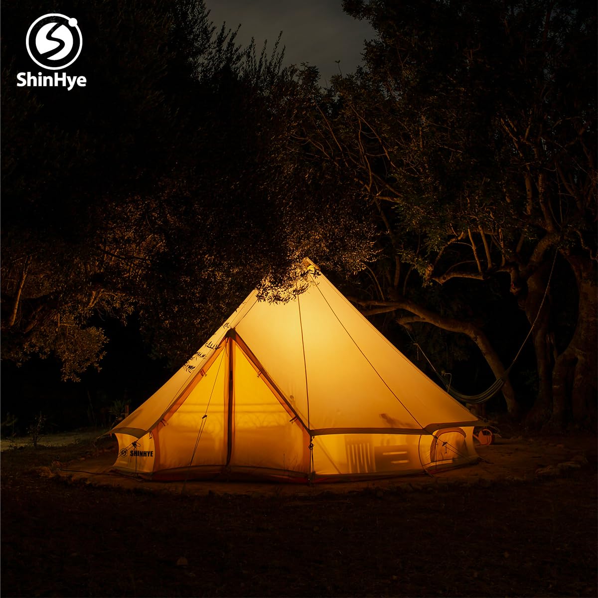ShinHye Canvas Bell Tent Yurt Tent 4 Seasons for Camping 100% Cotton Glamping Tents with Stove Jack, Family Camping Outdoor Hunting Party (5M- 16.4FT)