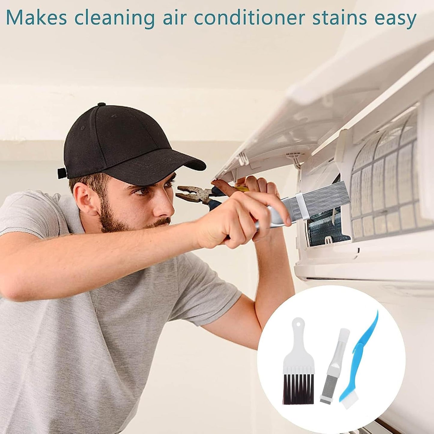 Air Conditioner Condenser Fin Comb Cleaner Kit, Stainless Steel Metal Fin Comb for Evaporator Radiator Repair