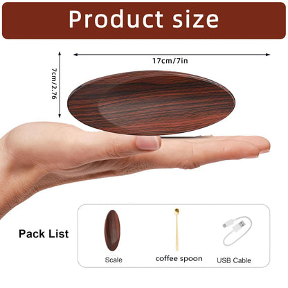 Eysbiy Coffee Scale with Coffee Spoon, High Precision 500g/0.1g Rechargeable Digital Tea Scale for Brewing, Portable Mini Kitchen Scale for Espresso, Baking, Jewelry