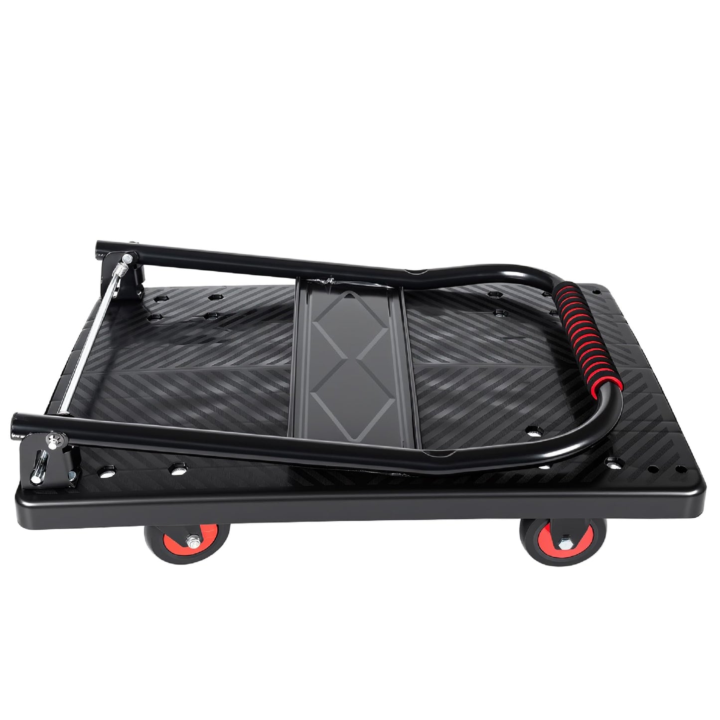 Foldable Trolley Cart with 5-Inch Silent Wheels, Heavy-Duty Wheeled Platform Cart for Transporting, 660LBS Capacity, 4 Steel Beams, Foldable Hand Truck for Warehouse Garage Home Use,A1